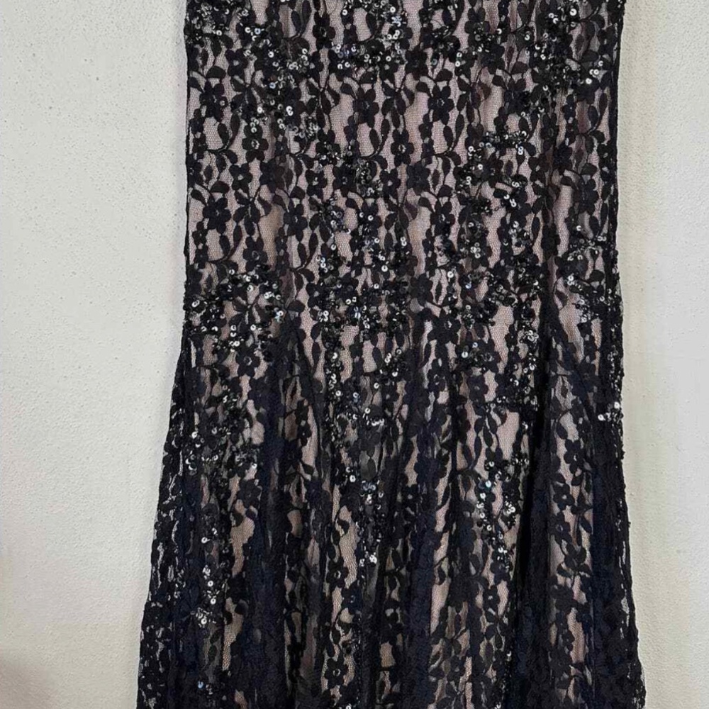 Cache Black Lace Sequined Pleated Bottom Gown Ful… - image 7